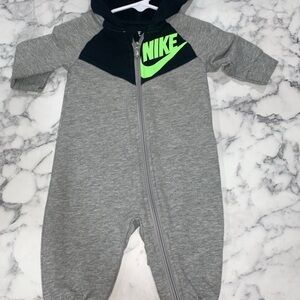 Nike Kids Gray and Black Footie with Neon Green Logo